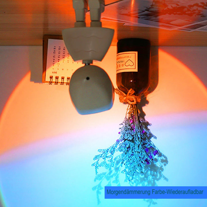 Projecteur LED mural rechargeable, apportant des couleurs de coucher de soleil ou arc-en-ciel à votre décor.