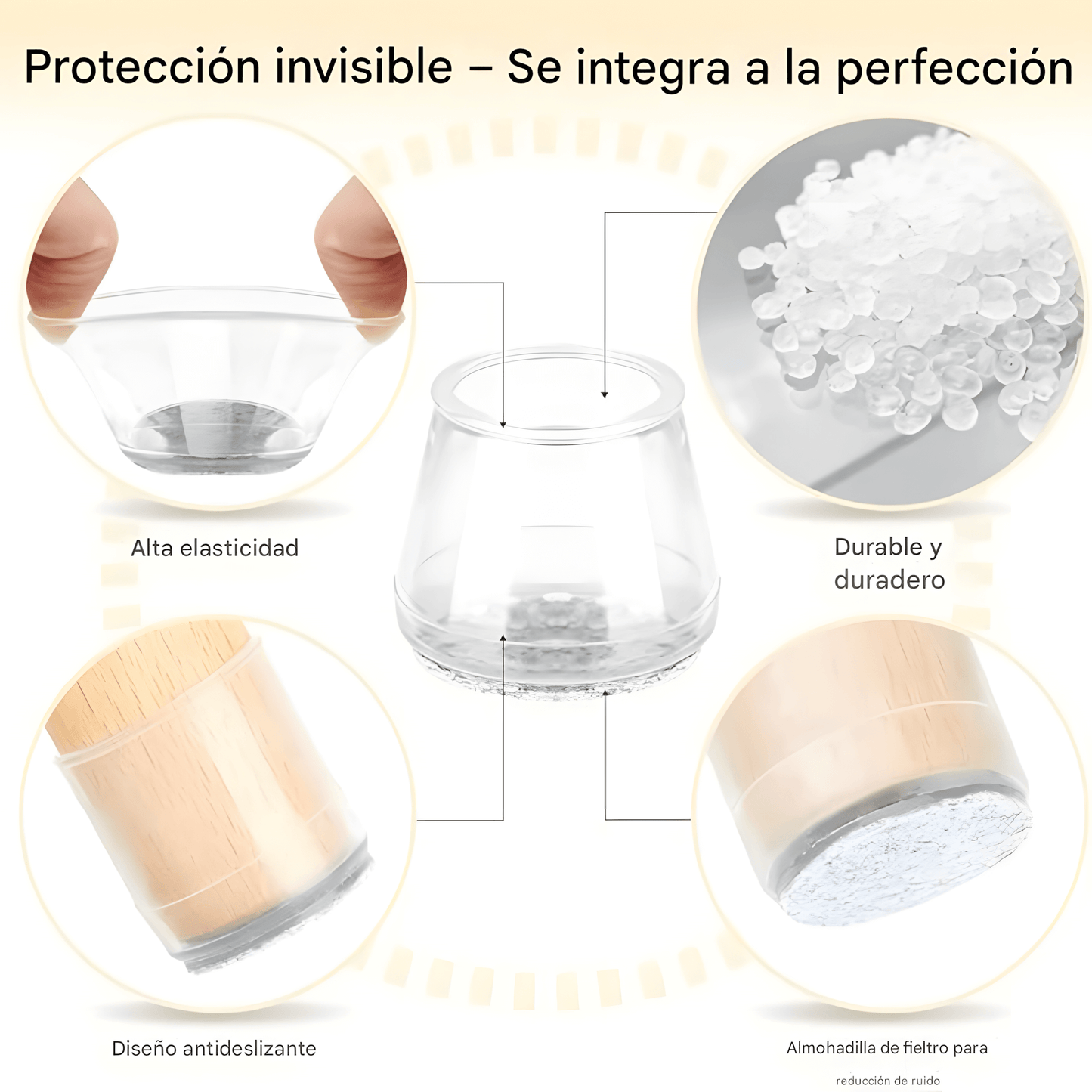 BALEINE PROTECTORES DE SILICONA PARA PATAS DE SILLA – ANTIDESLIZANTES Y SILENCIOSOS (TRANSPARENTE, 16 UNIDADES)