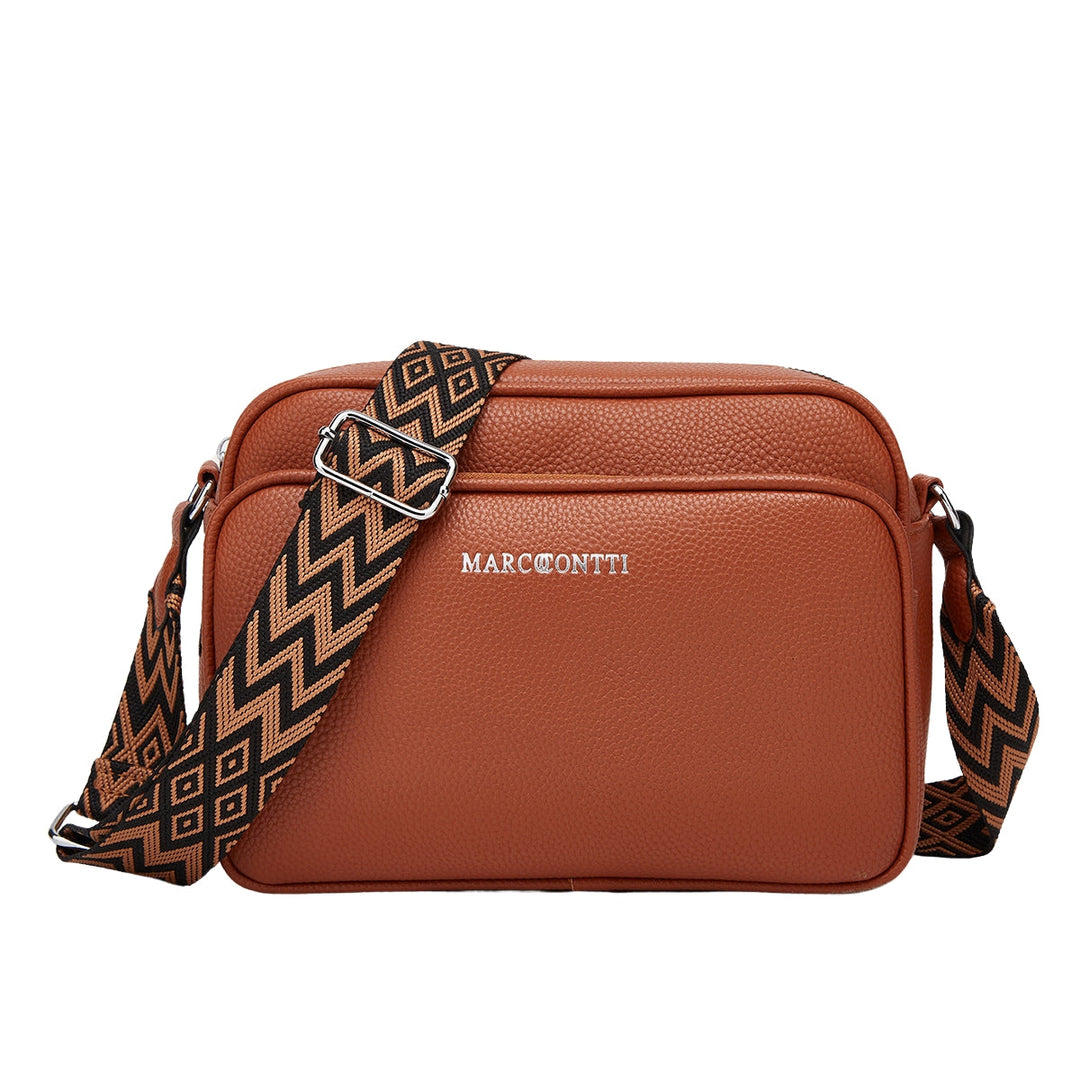 Vue latérale du sac à main Libra femme marron, cuir végétalien, design épuré, sac quotidien polyvalent.