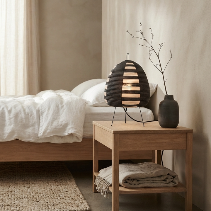 Lampe décorative Wabi-Sabi pour table, papier de riz, ambiance zen dans votre salon.