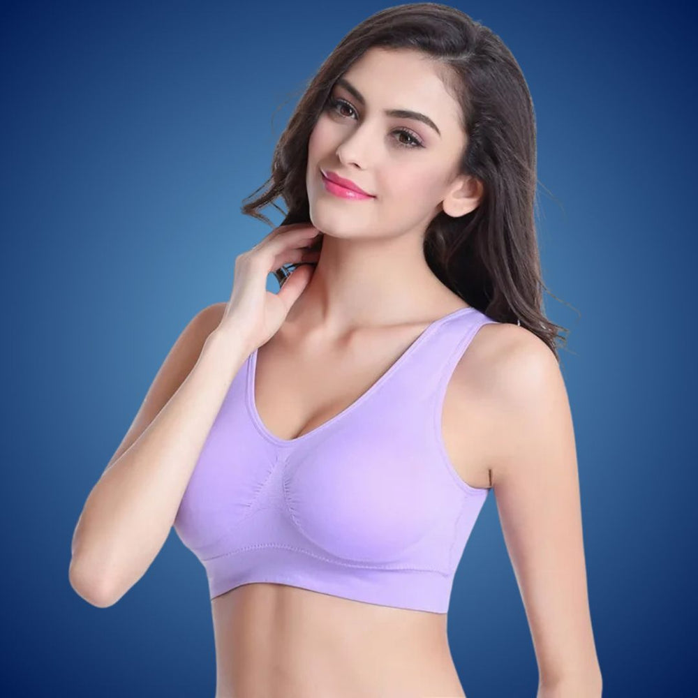 Soutien-gorge de sport sans coutures léger pour yoga et activités quotidiennes. Confort et liberté.