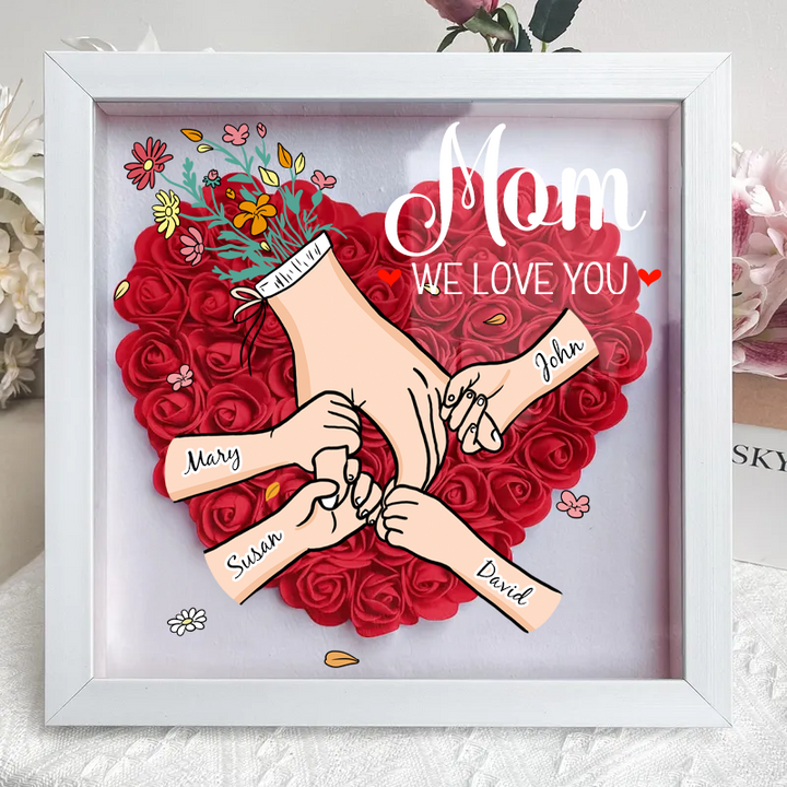 Cadeau Maman original: Cadre photo floral personnalisé avec prénoms et message spécial. Décoration maison unique.
