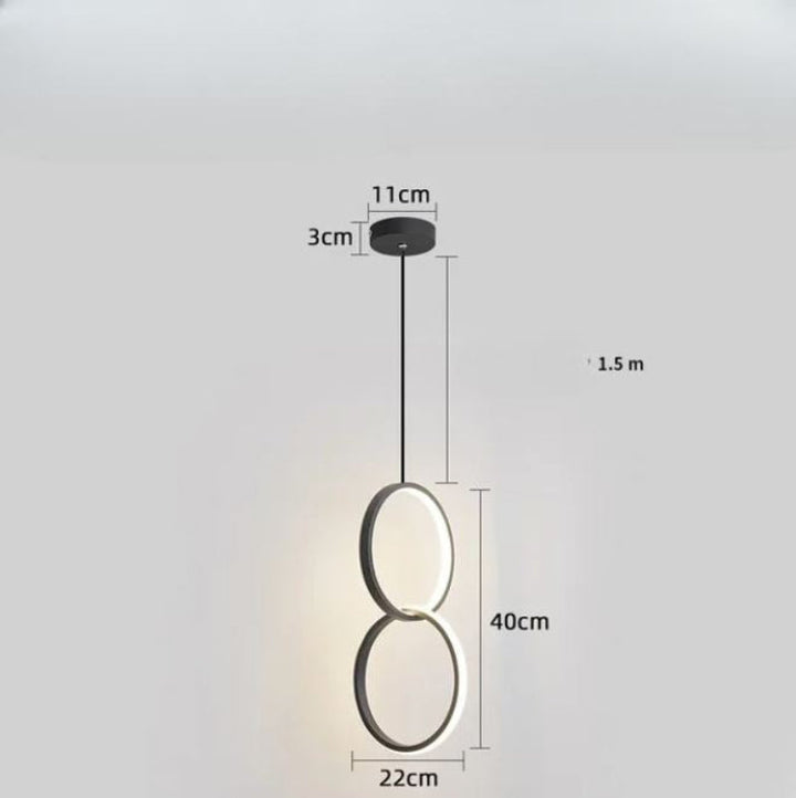 Plafonnier LED doré à suspension, style contemporain. Idéal pour sublimer un salon moderne ou une salle à manger.