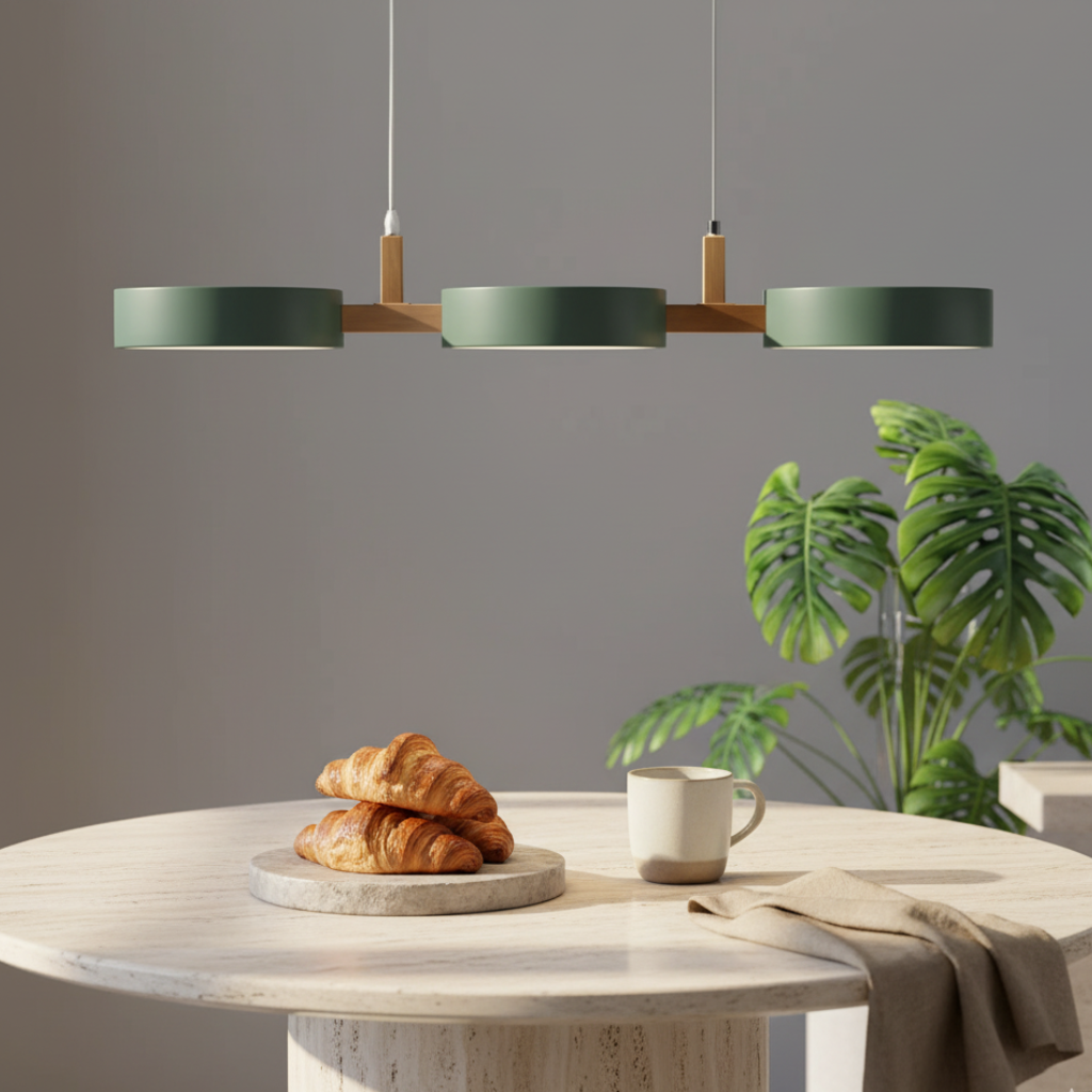 Lustre LED suspendu moderne, apportant une touche d'élégance à votre cuisine.