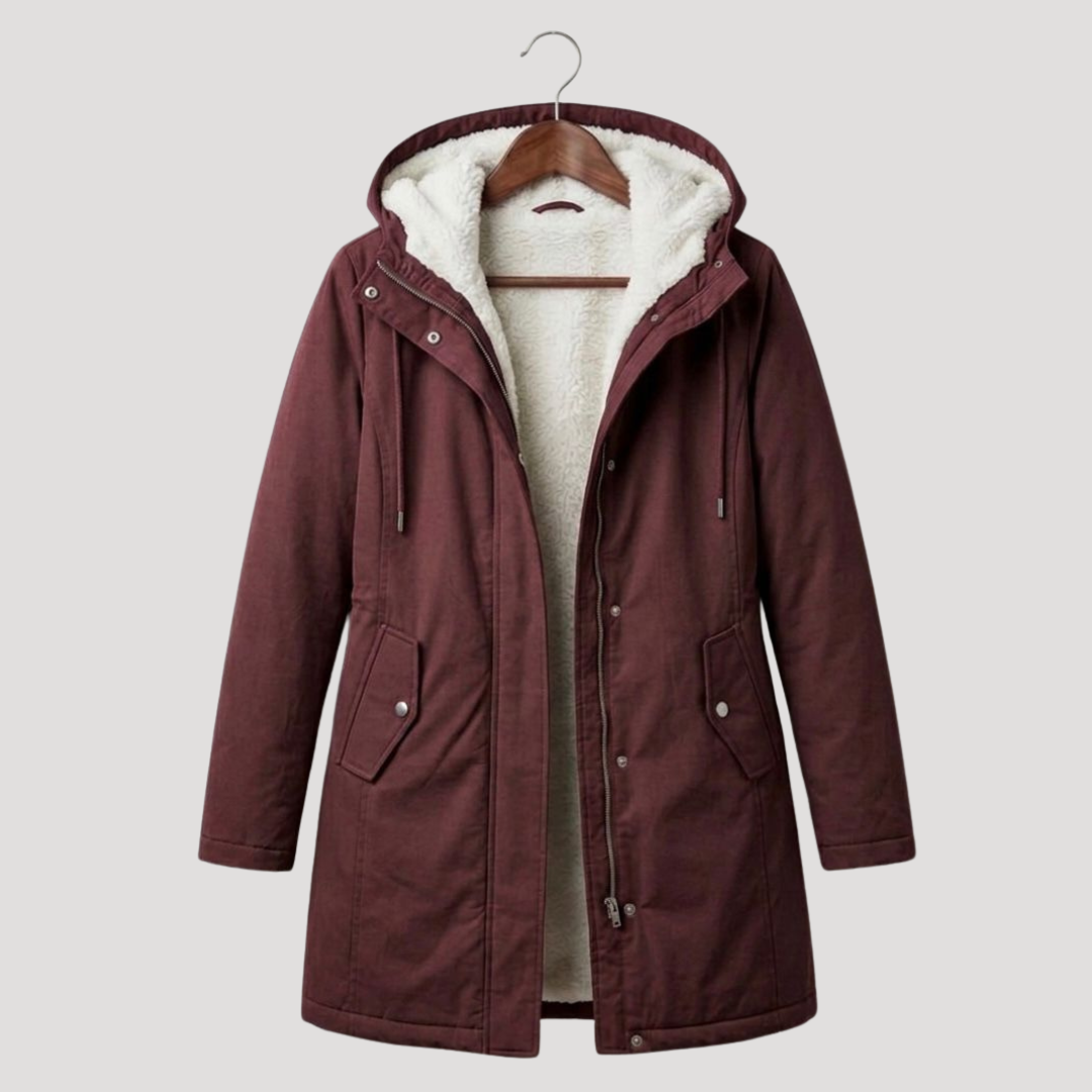 Manteau parka longue femme chaude avec capuche. Idéale pour confort et protection en ville durant l'hiver.