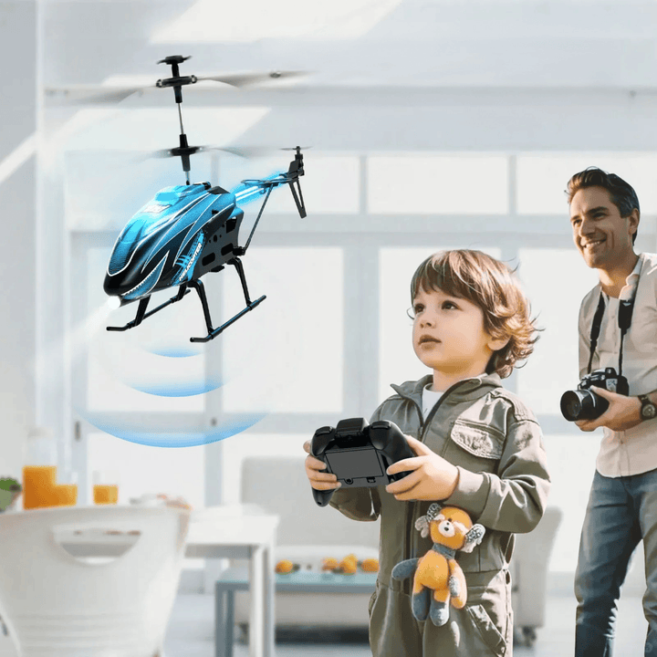 Hélicoptère RC LED 3,5 canaux pour enfants, jouet lumineux facile à piloter, idéal pour débutants en intérieur.