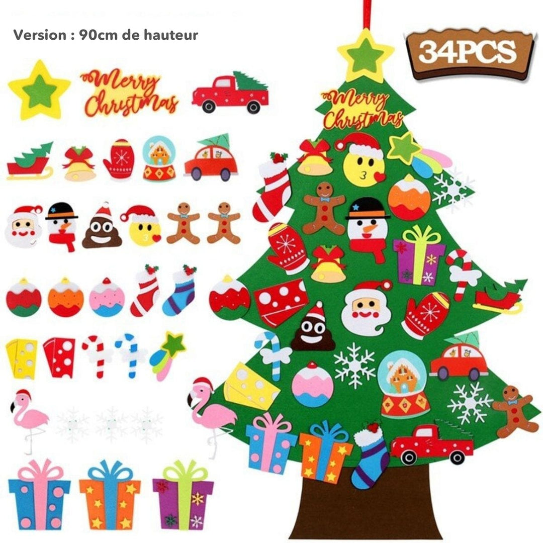 Jeu de Noël sécurisé: sapin en feutre souple Montessori pour jeunes enfants, avec accessoires pour des heures de jeu.