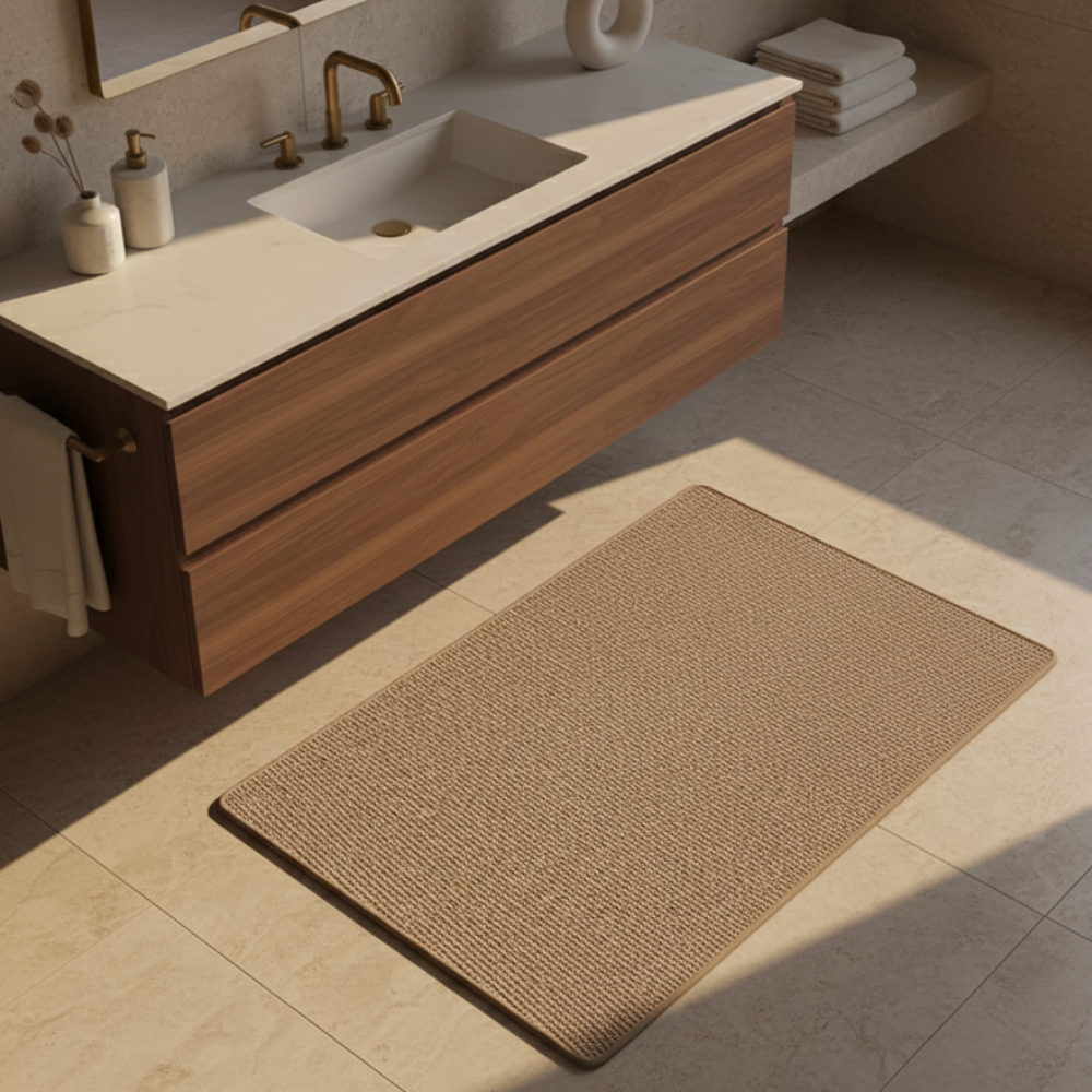 Tapis de bain ultra absorbant, offrant confort et gardant le sol sec après la douche ou le bain.