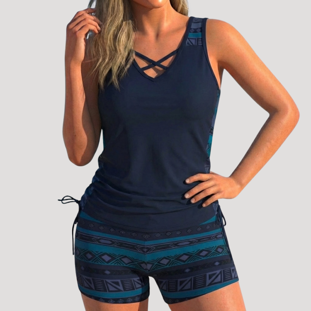 Tankini femme chic, un essentiel pour la plage ou la piscine, alliant élégance et bien-être.