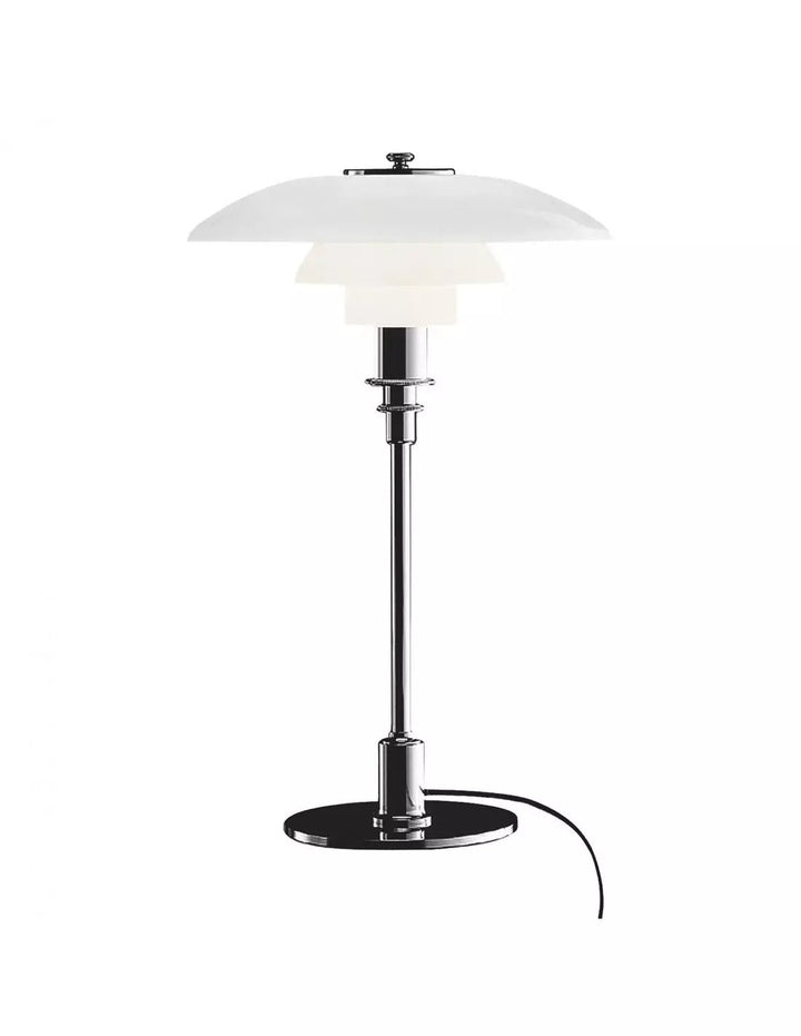 Lampe de table en verre et métal, design multicouche inspiré du style scandinave, élégance assurée.