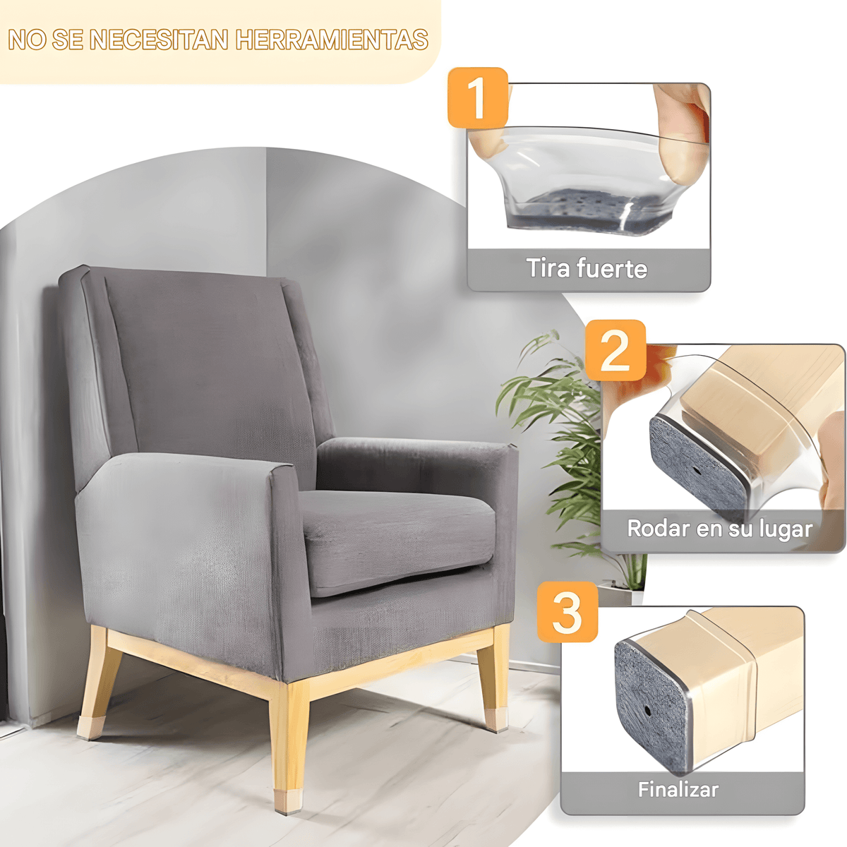 BALEINE PROTECTORES DE SILICONA PARA PATAS DE SILLA – ANTIDESLIZANTES Y SILENCIOSOS (TRANSPARENTE, 16 UNIDADES)
