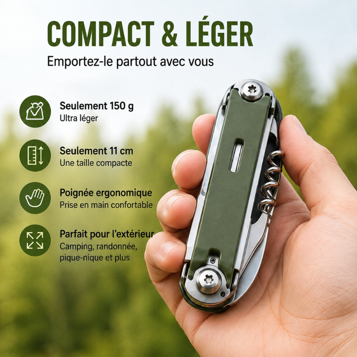 Set de couverts de voyage compact en acier inoxydable pour camping et excursions unisexe.
