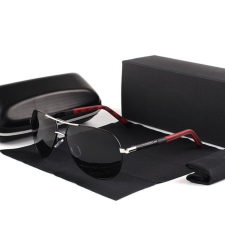 Lunettes de soleil polarisées classiques pour hommes, style aviateur, protection UV efficace.