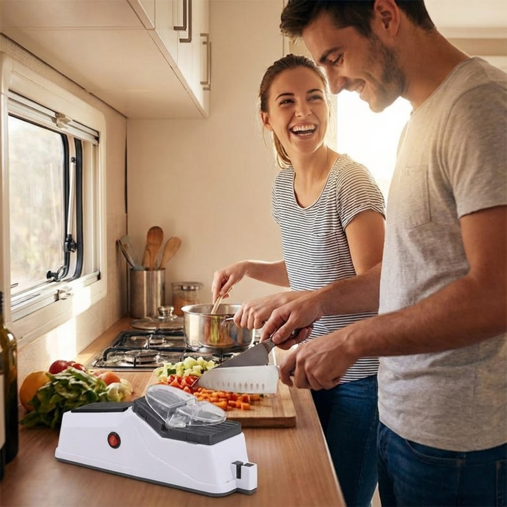 Affûteur couteaux électrique professionnel, pour un tranchant optimal et durable.