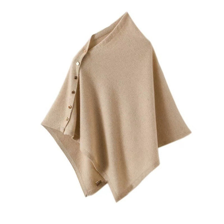 Poncho-écharpe élégant femme. Vêtement chic et mode boutonnée, idéal comme couvre-épaule pour un style raffiné.