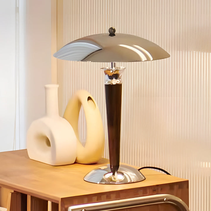 Luminaire LED champignon rétro avec variateur, parfait pour salon, chambre ou bureau, style design.