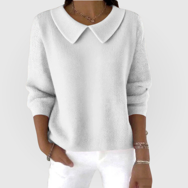 Pull femme polyvalent, col Claudine classique, manches longues. Vêtement chic et confortable au quotidien.