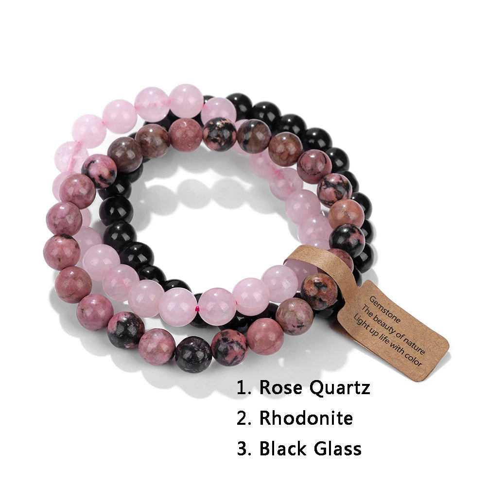 Bracelet en perles d'opale et quartz rose, pierres naturelles, bijou mixte tendance.