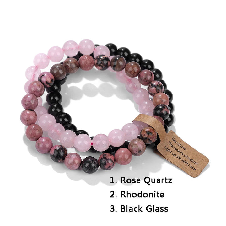 Bracelet en perles d'opale et quartz rose, pierres naturelles, bijou mixte tendance.