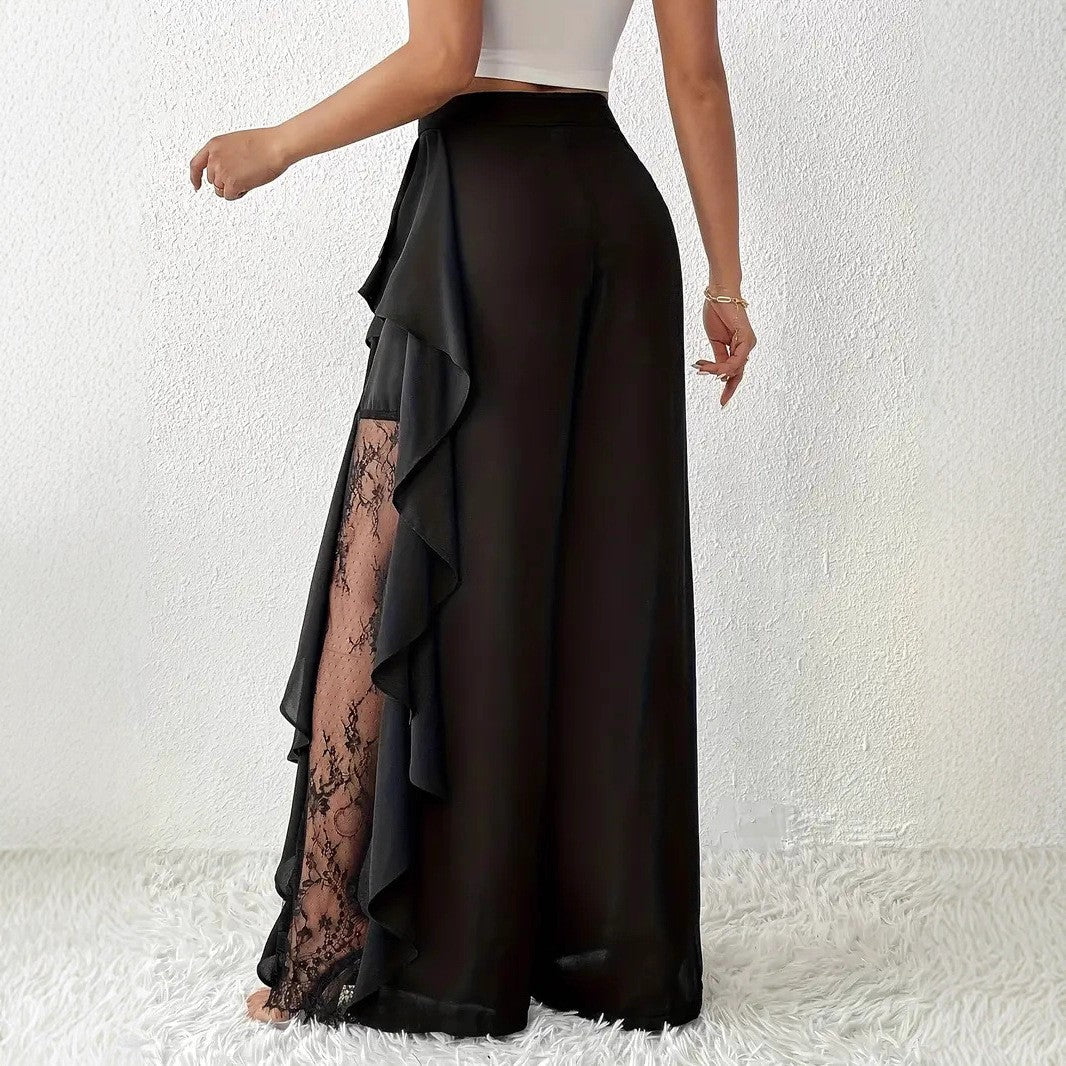 Pantalon femme confortable taille haute jambe large. Idéal pour un style décontracté chic ou une tenue de bureau moderne.