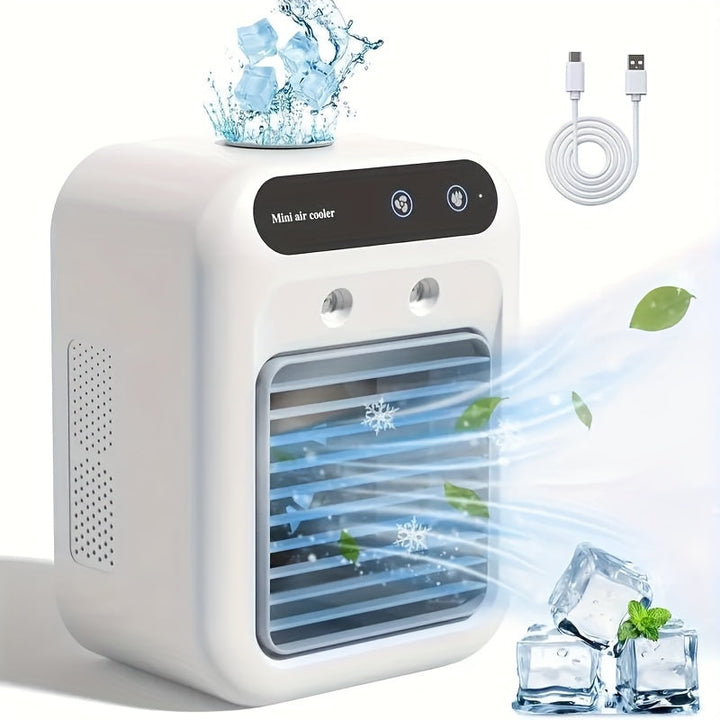 Rafraîchisseur d'air portable USB personnel, idéal pour le bureau ou l'été. Confort optimal.