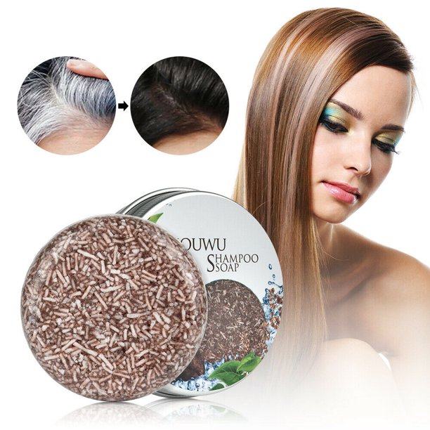 Bouteille de shampooing bio assombrissant unisexe. Soin hydratant pour cheveux gris, pour un éclat naturel.