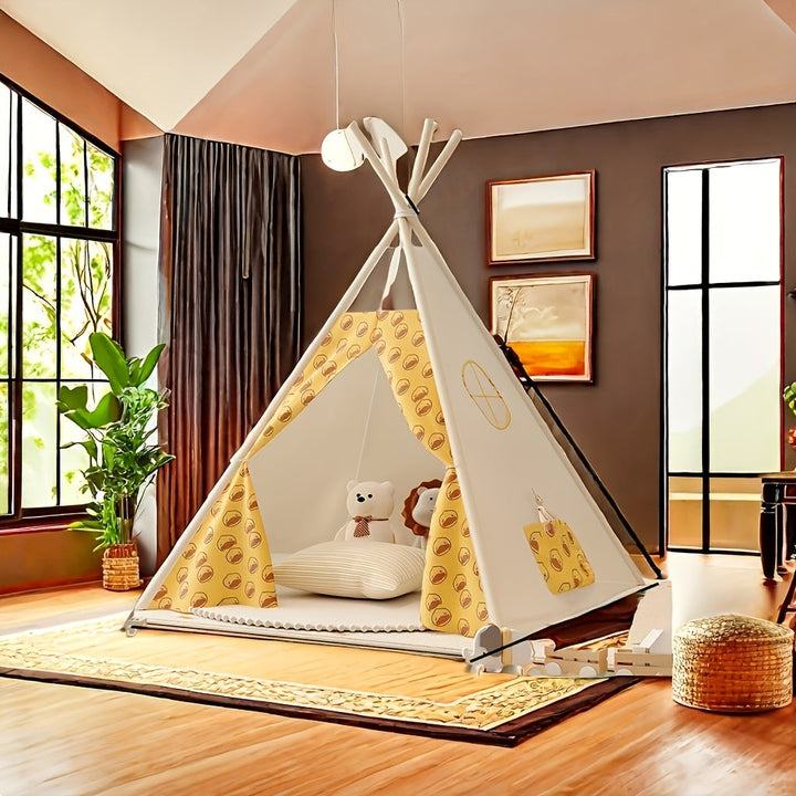 Tente tipi multifonctionnelle en coton pour jeux, lecture et sieste, pour enfants.