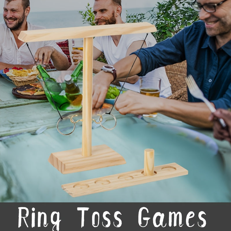 Jeu d'anneaux en bois robuste et amusant, idéal pour jouer à l'intérieur ou à l'extérieur.