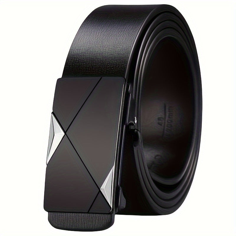 Accessoire mode: ceinture homme en cuir véritable souple avec boucle automatique polie. Qualité et finition impeccables.
