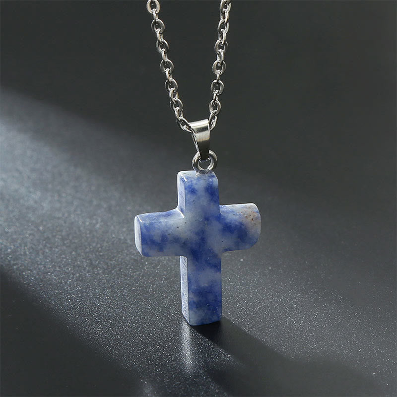 Collier croix améthyste, bijou de lithothérapie pour femme, calme et protection.