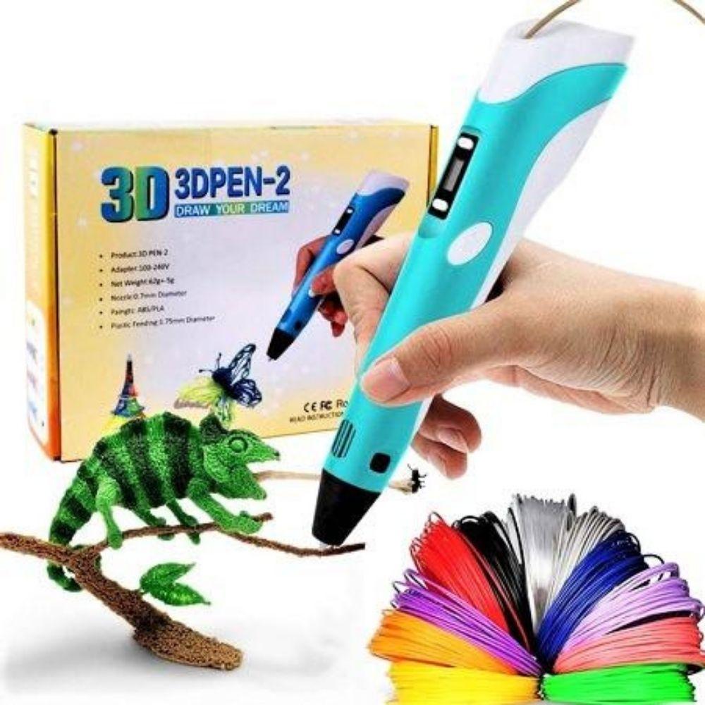 Stylo 3D Créatif DoodleForm bleu, un outil innovant pour le dessin et la création en trois dimensions avec filament PLA.
