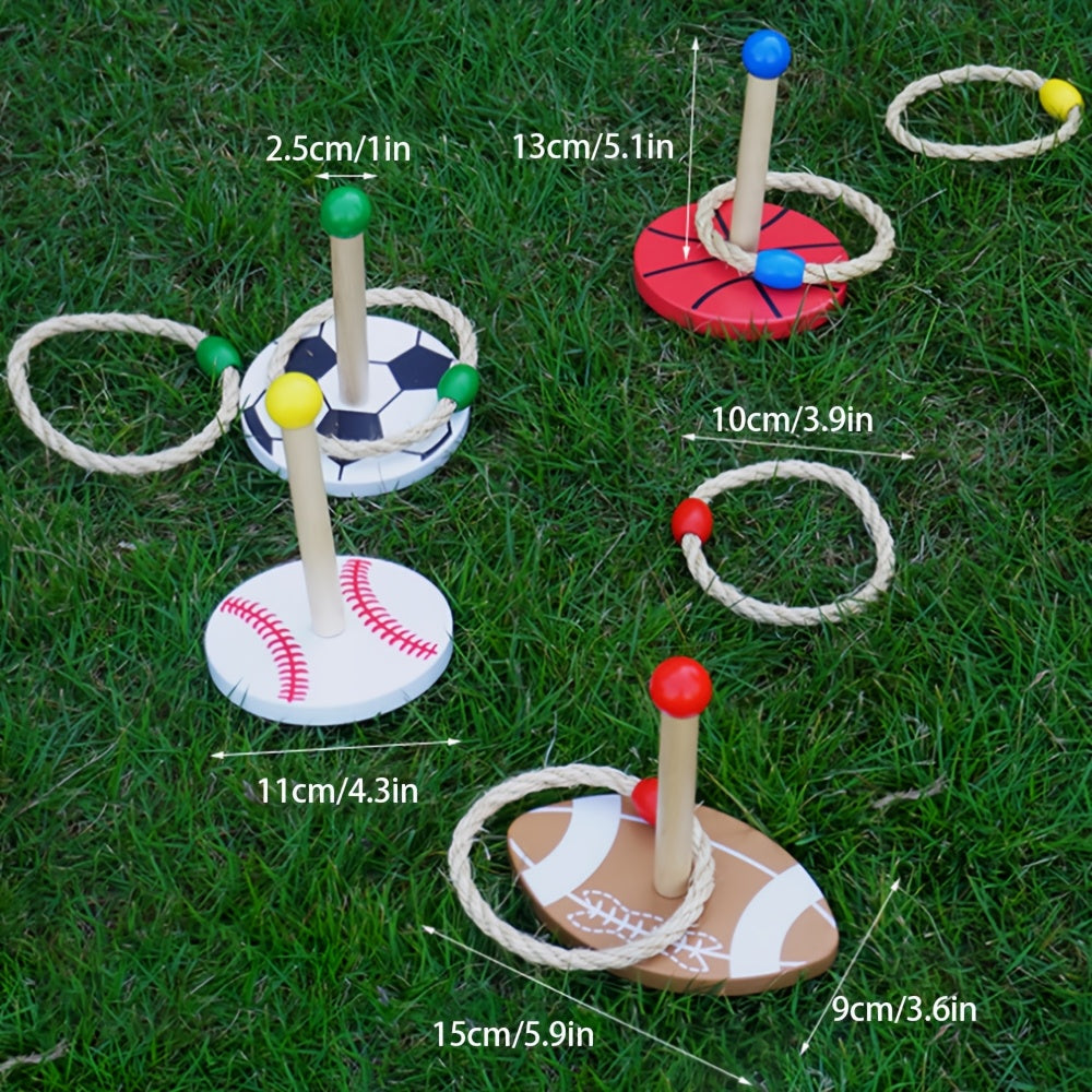 Jeu de lancer SportRing en bois et corde pour extérieur. Idéal pour jardin, fête et sport en famille.
