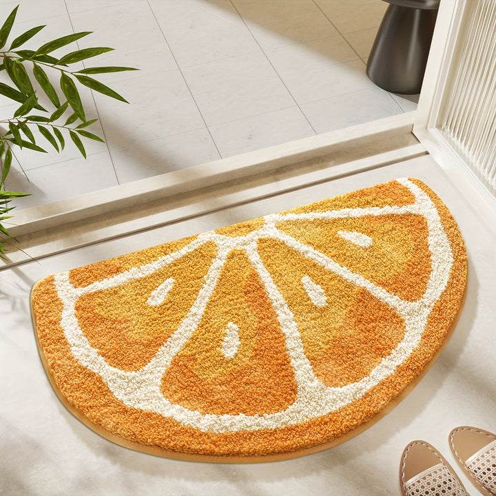 Tapis de bain doux et absorbant pour maison, décoré de motifs fruits vifs.