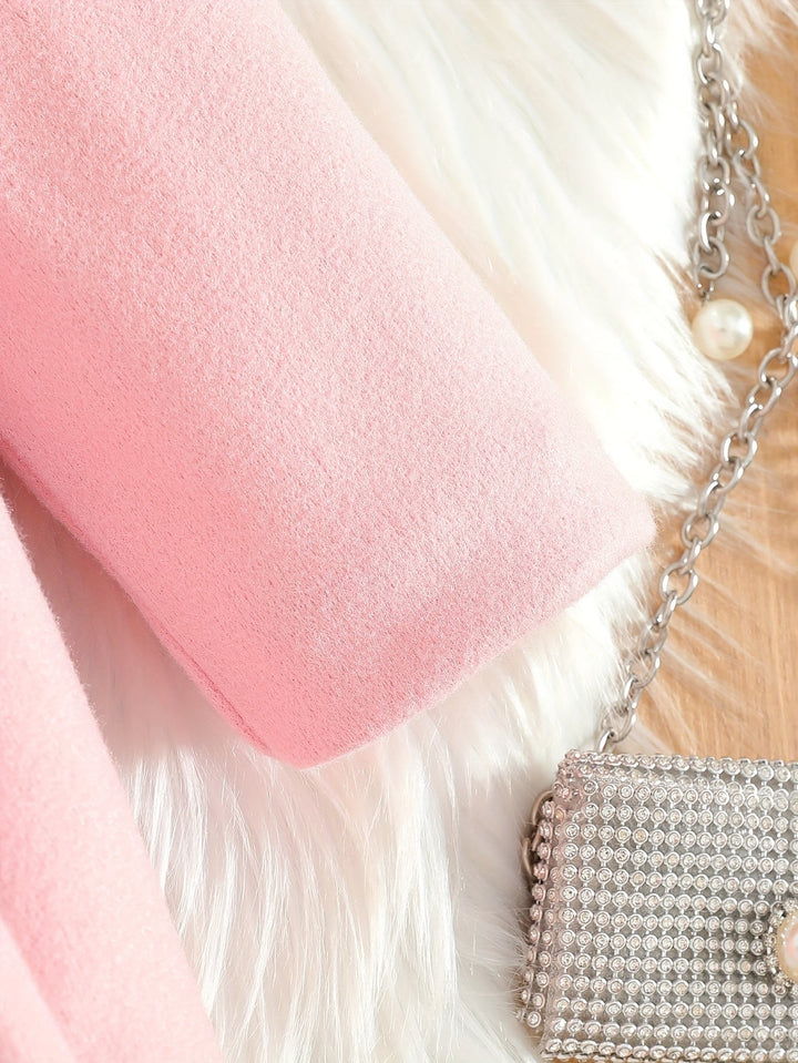 Manteau hiver Lotte pour fille, rose clair, col en peluche ultra doux, détails nœud pour un look chic et chaleureux.