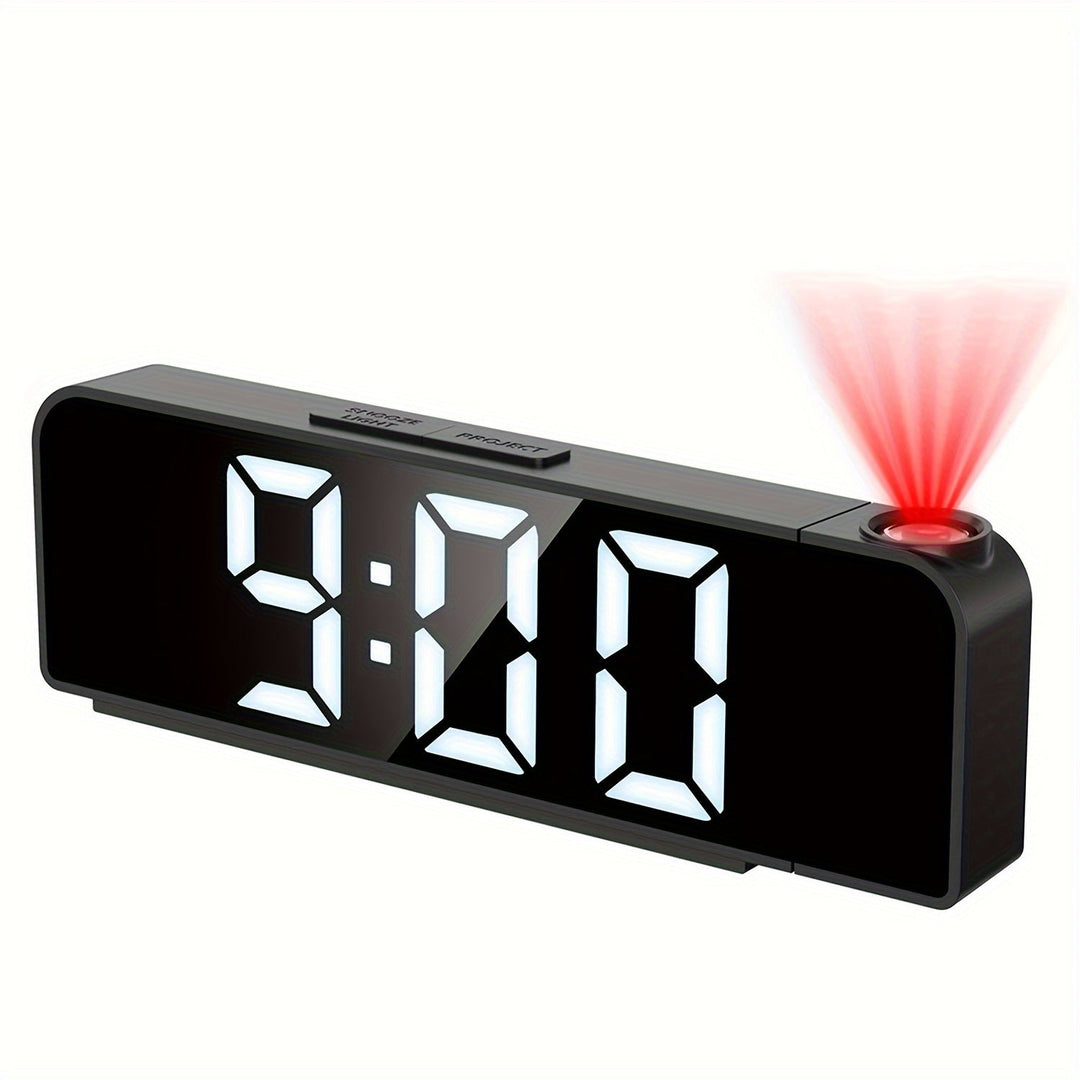 Horloge LED USB de bureau avec fonction projecteur et affichage numérique de la date.