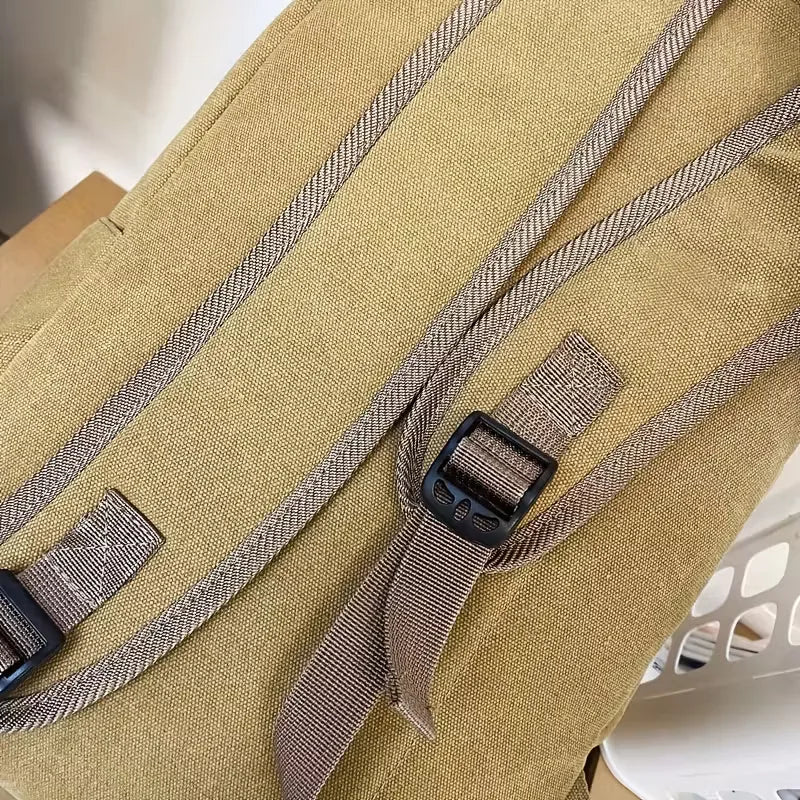 Sac à dos homme en canvas avec multiples compartiments, idéal pour organisation et accessoires.