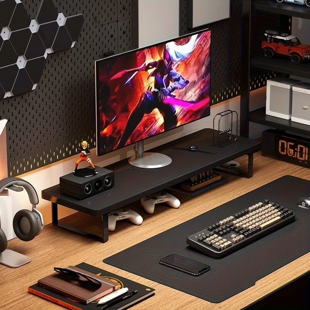 Support moniteur ergonomique MODURA en acier, rehausseur de bureau pour un poste de travail organisé et productif.