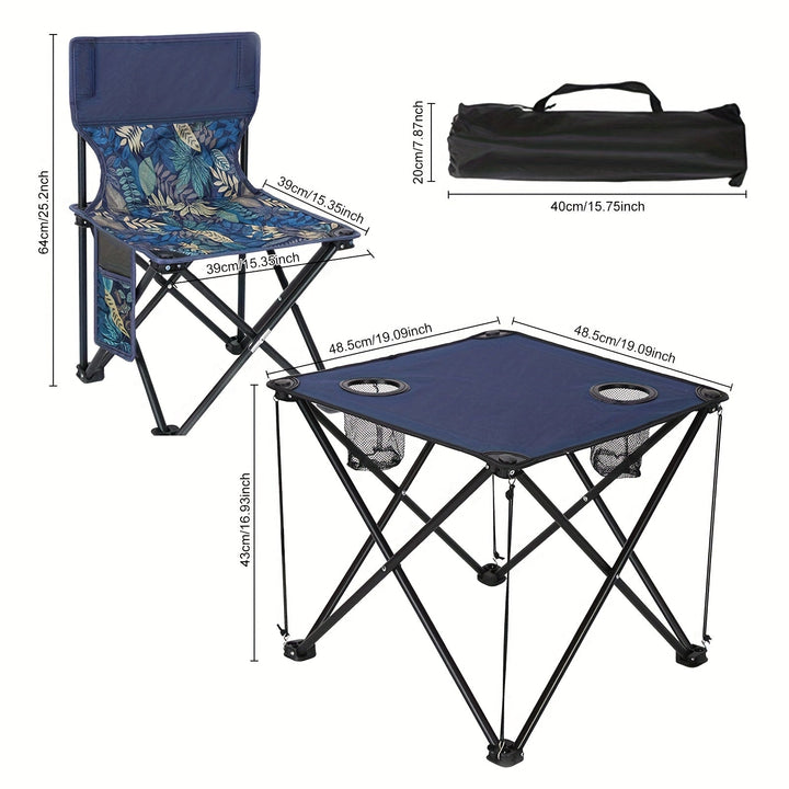 Table de pique-nique pliable avec 4 sièges, idéal pour excursions en camping, voyage et moments en extérieur.