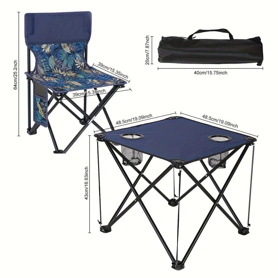 Ensemble de table et chaises pliantes pour barbecue en plein air, portable et confortable pour amis et famille.