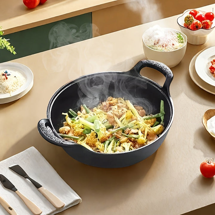 Poêle à griller en fonte polyvalente, pour cuisiner sur feu de camp ou réchaud de camping.