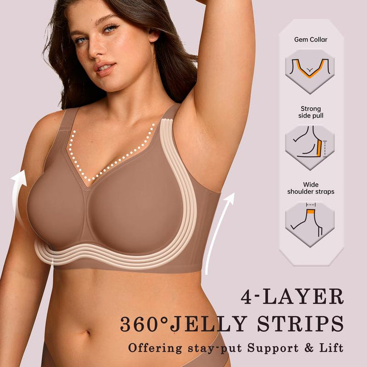 Soutien-gorge sans armature pour femmes, maintien naturel optimal. Confort et invisibilité sous les vêtements.