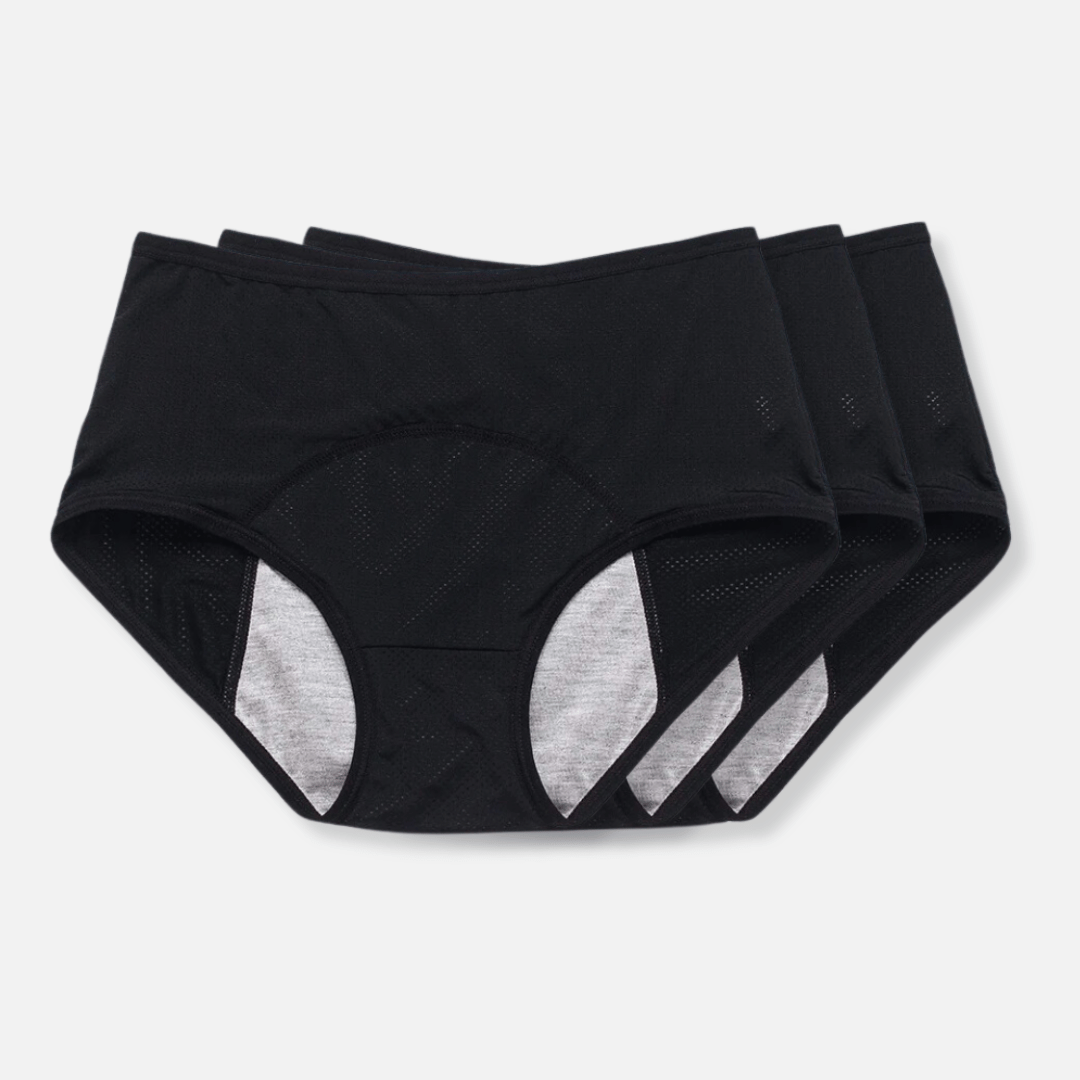 Détail de la zone de protection de la culotte anti-fuite, technologie absorbante discrète.