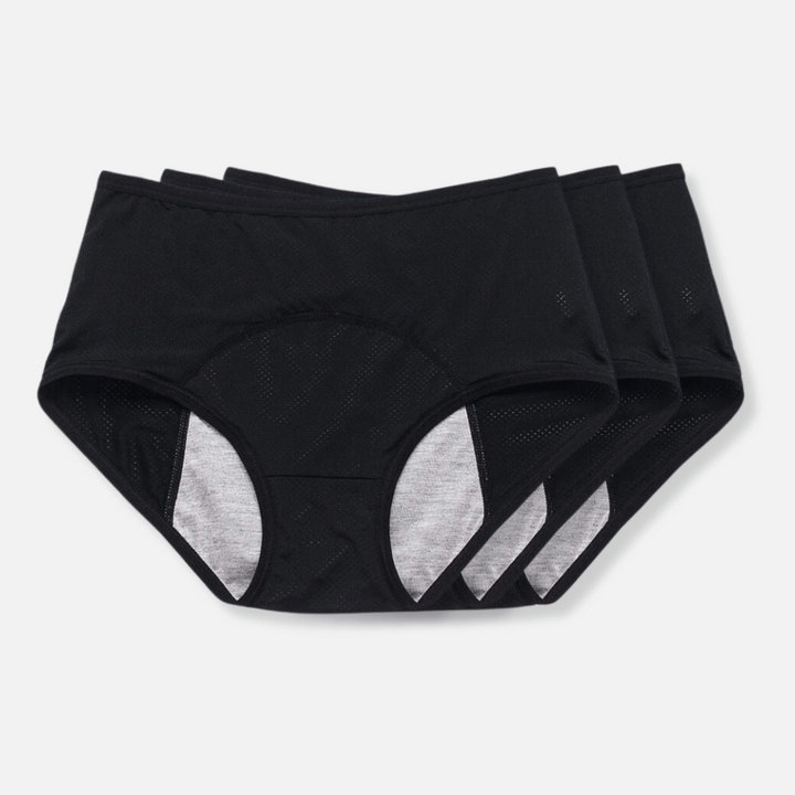 Détail de la zone de protection de la culotte anti-fuite, technologie absorbante discrète.