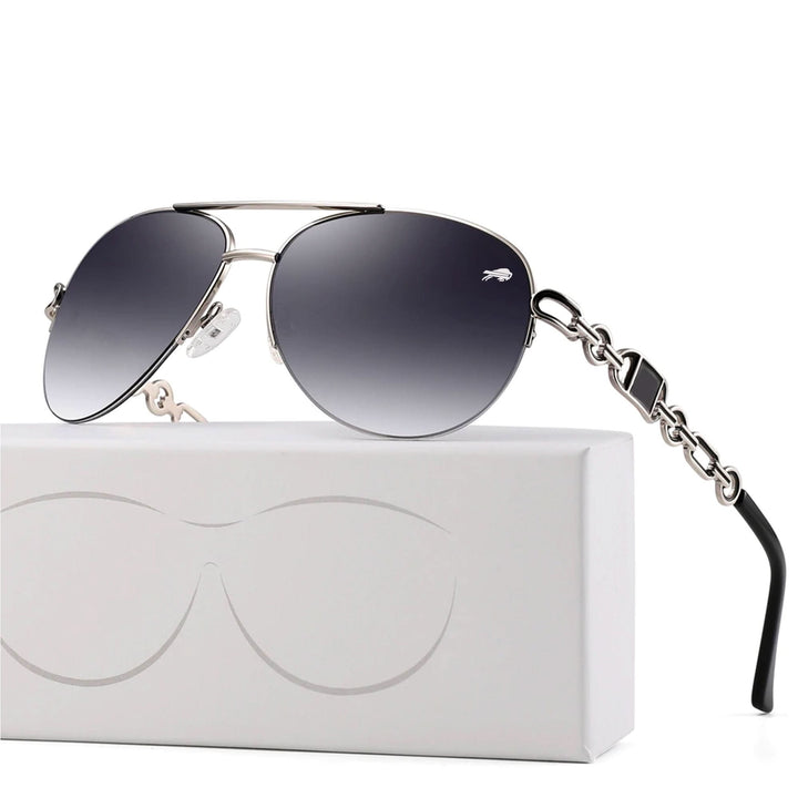 Lunettes de soleil aviateur femme avec verres polarisés, monture en alliage, protection UV400.