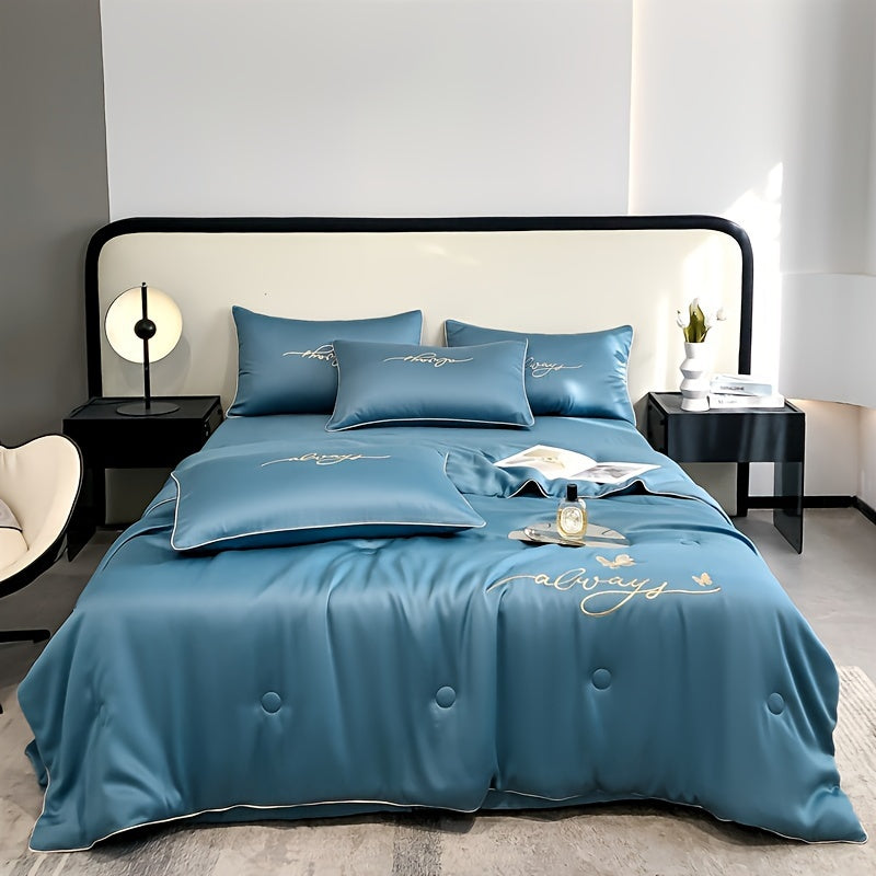 Couette d'été ultra-respirante, légère comme la soie, assurant des nuits fraîches.