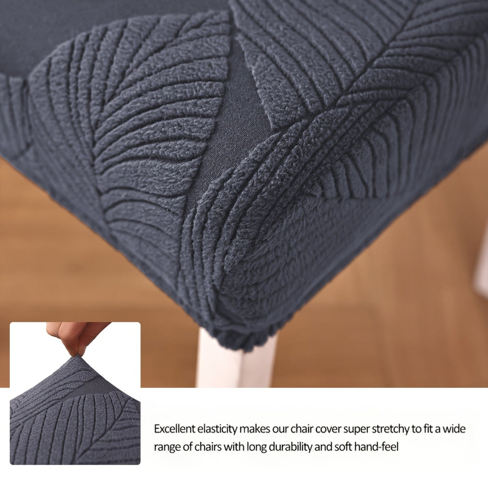Housse extensible motif feuille vert, rénovation facile de chaises, tissu polaire lavable.