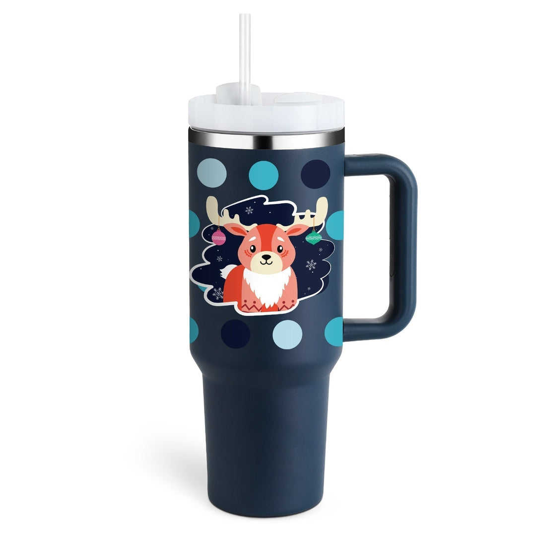 Mug isotherme unisexe polyvalent avec paille, parfait pour boissons chaudes ou froides.