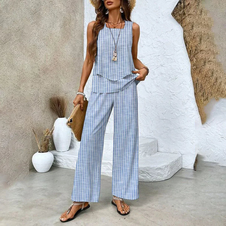 Ensemble deux pièces femme polyvalent pour l'été, haut et short décontractés et stylés.