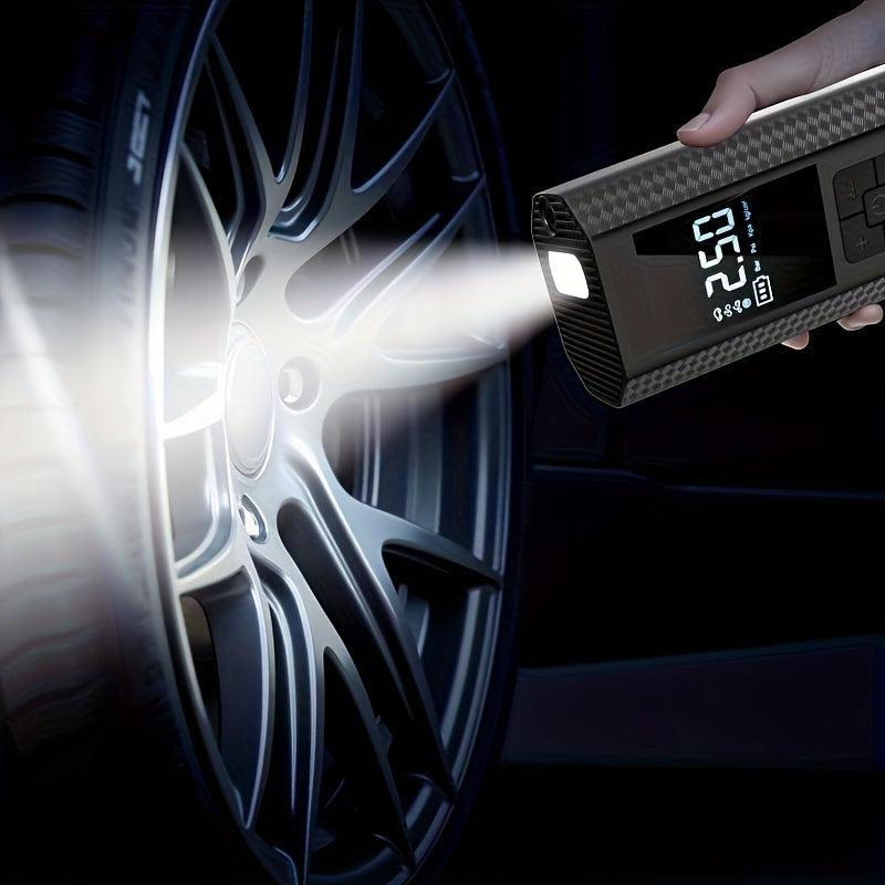 Gonfleur portable 150 PSI sans fil pour pneus auto, VTT, moto. Accessoire d'urgence compact pour voyage.