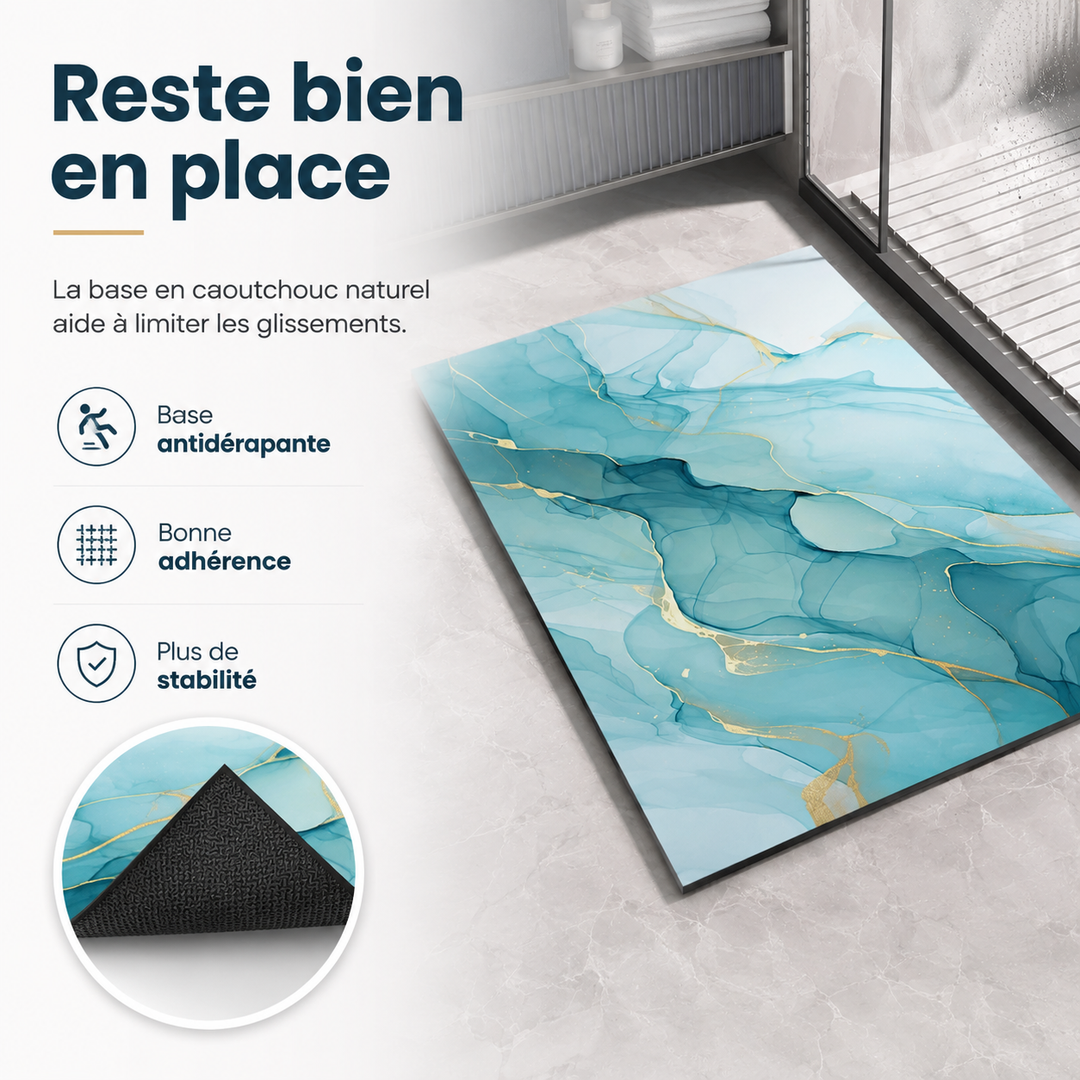 Doux tapis de bain DuraMat. Apporte un confort moelleux à vos pieds et une touche décorative à la salle de bain.